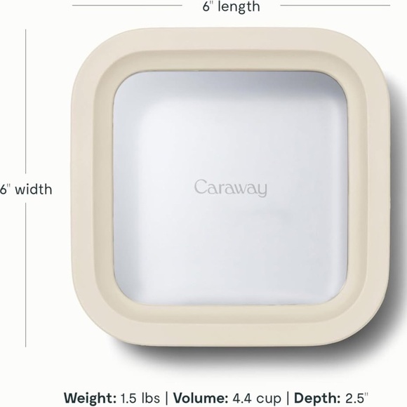 Caraway Glass 4.4 Cup Food Container - Ceramic Coated for Nonstick Storage-Cream - Picture 2 of 6